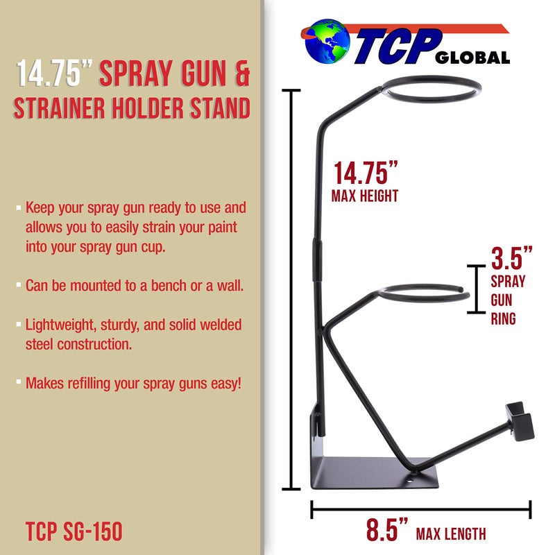 TCP Global Gravity Feed Paint Gun Holder - Wall or Bench Mount, HVLP Spray Gun Holder - Image 2